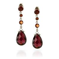 Garnet Pendulum Drop Earrings 13.2ctw in 9ct White Gold