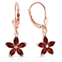 Garnet Flower Star Drop Earrings 2.8ctw in 9ct Rose Gold