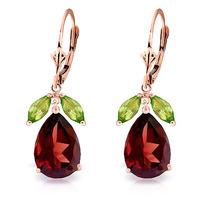 Garnet and Peridot Drop Earrings 13.0ctw in 9ct Rose Gold