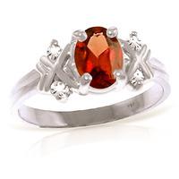 Garnet and Diamond Ring 0.85ct in 9ct White Gold