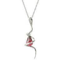 Garnet and Diamond Serpent Pendant Necklace 2.25ct in 9ct White Gold