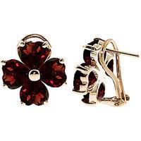 Garnet Flower Heart Stud Earrings 6.5ctw in 9ct Gold