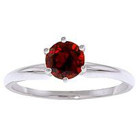 Garnet Crown Solitaire Ring 0.65ct in 9ct White Gold