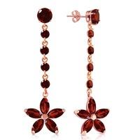 Garnet Daisy Chain Drop Earrings 4.8ctw in 9ct Rose Gold