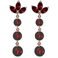 Garnet Petal Drop Earrings 8.7ctw in 9ct Rose Gold