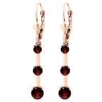 Garnet Bar Drop Earrings 2.5ctw in 9ct Rose Gold