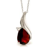 Garnet and Diamond Pendant Necklace 2.0ct in 9ct White Gold