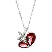 Garnet and Diamond Eternal Pendant Necklace 5.0ctw in 9ct White Gold