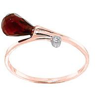 garnet and diamond droplet ring 15ct in 9ct rose gold