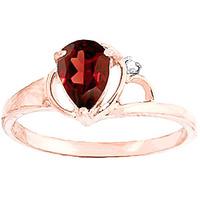 garnet and diamond ring 065ct in 9ct rose gold