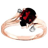 Garnet and Diamond Flank Ring 1.5ct in 9ct Rose Gold