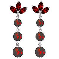 Garnet Petal Drop Earrings 8.7ctw in 9ct White Gold