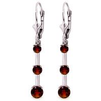 Garnet Bar Drop Earrings 2.5ctw in 9ct White Gold