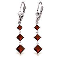 Garnet Three Stone Drop Earrings 4.79ctw in 9ct White Gold