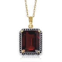 Garnet and Diamond Halo Pendant Necklace 7.5ct in 9ct Gold