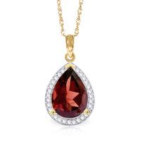 garnet and diamond halo pendant necklace 39ct in 9ct gold