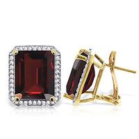 Garnet and Diamond French Clip Halo Earrings 15.0ctw in 9ct Gold