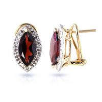 Garnet and Diamond French Clip Halo Earrings 4.0ctw in 9ct Gold