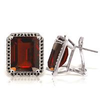 Garnet and Diamond Stud French Clip Halo Earrings 15.0ctw in 9ct White Gold