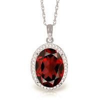 Garnet and Diamond Halo Pendant Necklace 6.05ct in 9ct White Gold