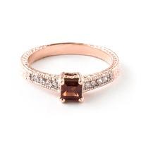 Garnet and Diamond Shoulder Set Ring 0.5ct in 9ct Rose Gold