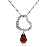 Garnet and Diamond Pendant Necklace 2.25ct in 9ct White Gold