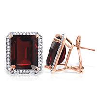 Garnet and Diamond French Clip Halo Earrings 15.0ctw in 9ct Rose Gold