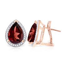 Garnet and Diamond French Clip Halo Earrings 7.8ctw in 9ct Rose Gold