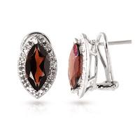 Garnet and Diamond French Clip Halo Earrings 4.0ctw in 9ct White Gold