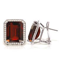 Garnet and Diamond French Clip Halo Earrings 15.0ctw in 9ct White Gold