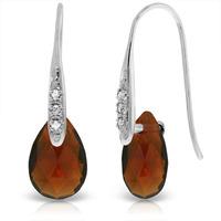 Garnet and Diamond Drop Earrings 6.0ctw in 9ct White Gold