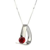 Garnet Arc Pendant Necklace 1.0ct in 9ct White Gold