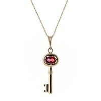 garnet key charm pendant necklace 05ct in 9ct rose gold