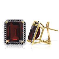 Garnet and Diamond Stud French Clip Halo Earrings 15.0ctw in 9ct Gold