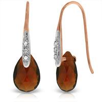 garnet and diamond drop earrings 60ctw in 9ct rose gold