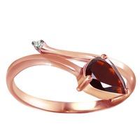 garnet and diamond ring 082ct in 9ct rose gold