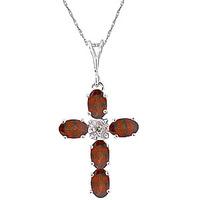 garnet and diamond rio cross pendant necklace 173ctw in 9ct white gold