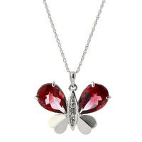 garnet and diamond butterfly pendant necklace 70ctw in 9ct white gold