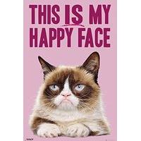 Gb Eye Grumpy Cat Happy Face Maxi Poster, Wood, Various, 61 x 91.5cm