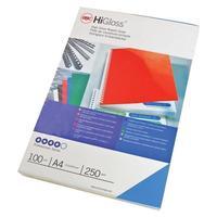 GBC (A4) Gloss Binding Covers Card Plain 250g/m2 (Blue) - 2 x Pack of 50 Binding Covers