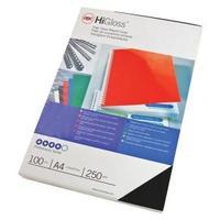 gbc binding cover card plain 250gm2 gloss black 2 x pack of 50 binding