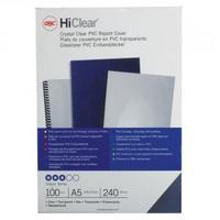 GBC HiClear PVC Binding Covers 240 Micron A5 Clear Pack of 100 4400025