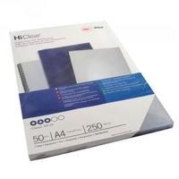 GBC HiClear Binding Covers PVC 250 Micron A4 Clear Pack of 50 41605U