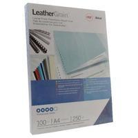 gbc leathergrain 250gsm a4 royal blue binding covers pack of 100