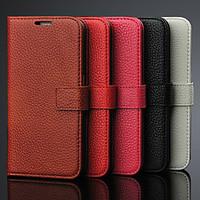 Genuine Leather Litchi Pattern Full Body Phone Protective Case with Stand for Samsung Galaxy S6