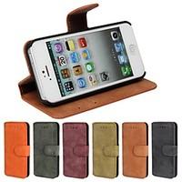 Genuine Matte Cowhide PU Leather Flip Cover Wallet Card Slot Case with Stand for iPhone 5/5S