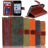 Genuine Matte Nubuck Cowhide PU Leather Flip Cover Wallet Card Slot Case with Stand for iPhone 4/4S