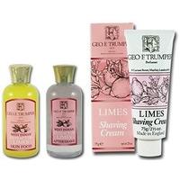 Geo F Trumper Extract of Limes Travel Triple Pack - Shaving Cream, Pre & Post Skin Food and Aftershave