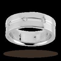 Gents 0.15 total carat weight diamond wedding ring in 18 carat white gold