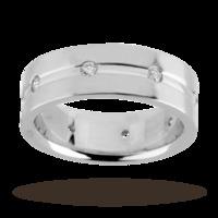Gents 0.15 total carat weight diamond wedding ring in 18 carat white gold - Ring Size T